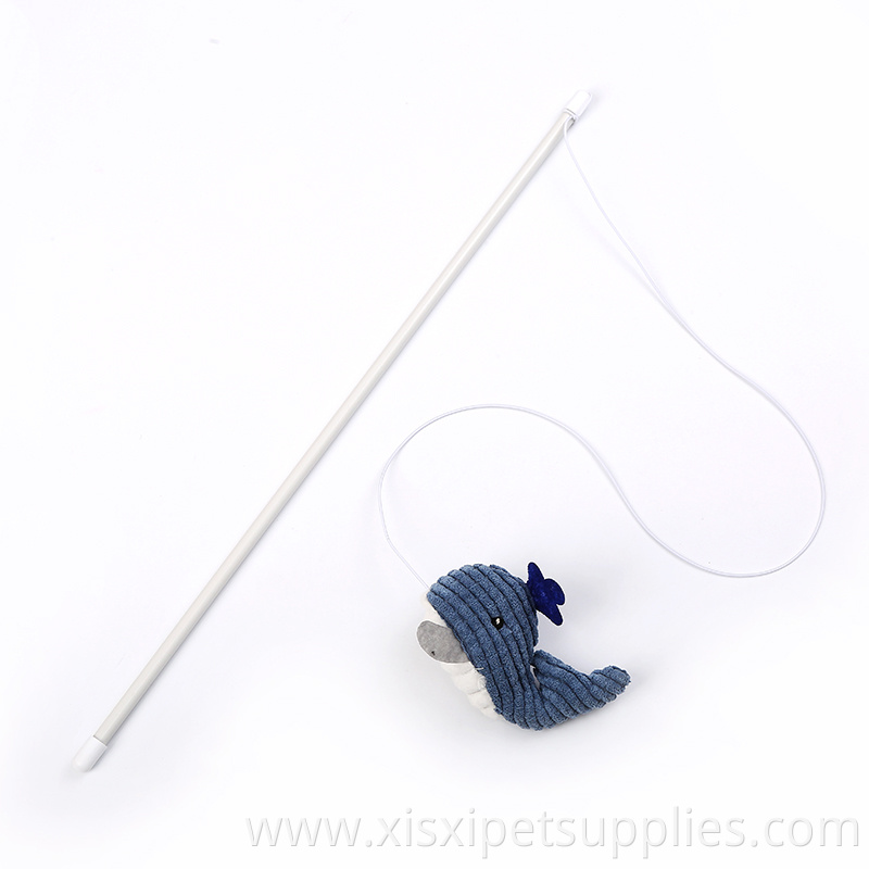 Factory stock plush dolphin interactive teaser stick cat toys
